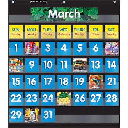 Scholastic Teaching Resources Monthly Calendar Pocket Chart with Cards, Black 9780545838665